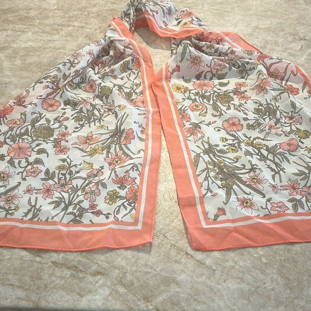 Coral Floral Scarf
